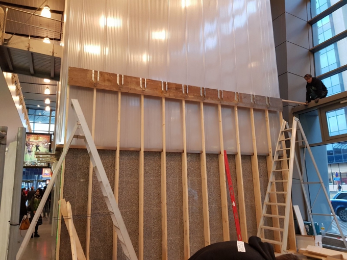 Structural cladding wall of shop 