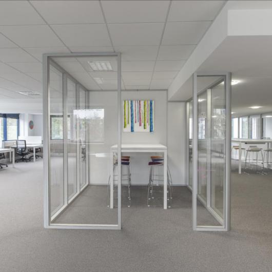 Small meeting room with single glazing